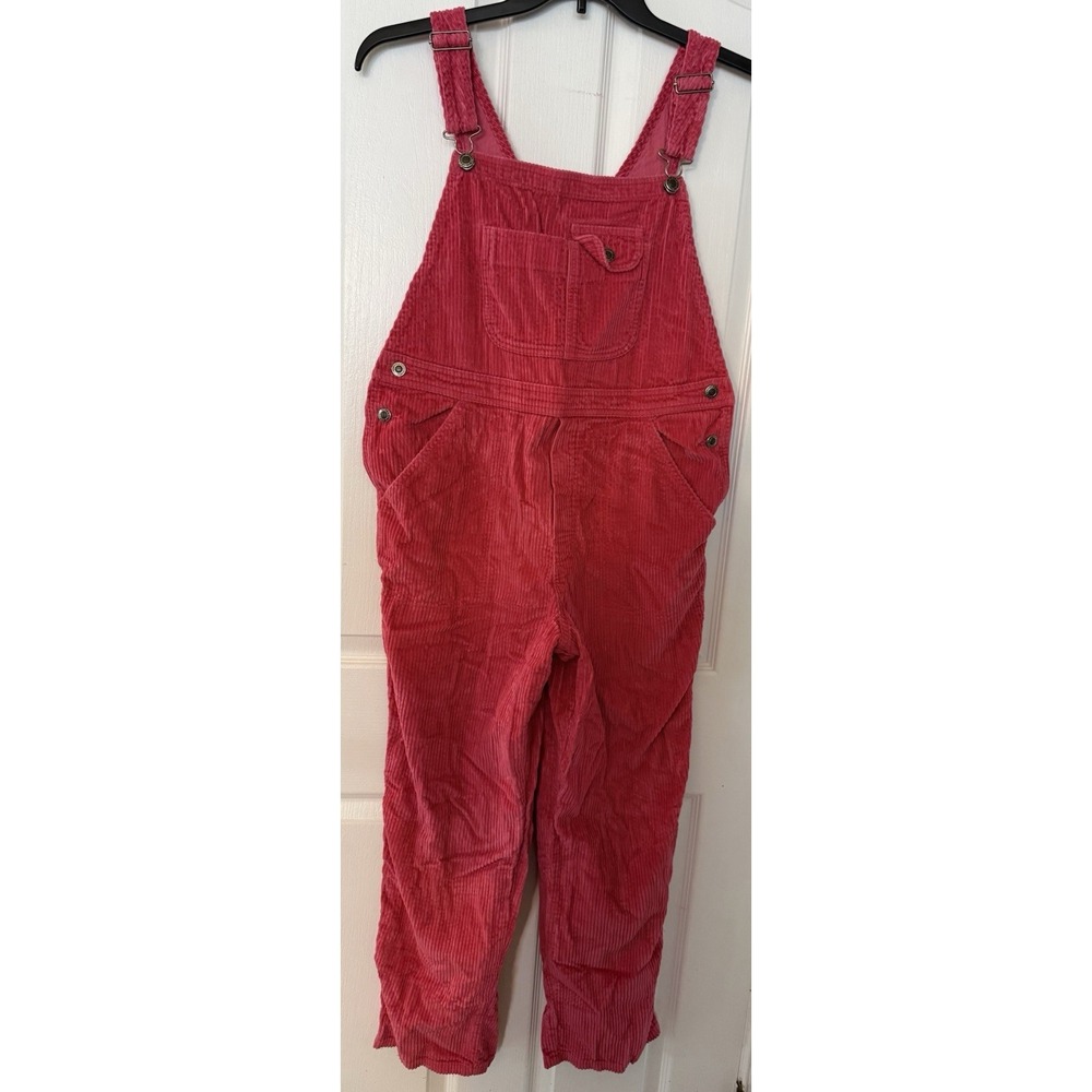 Vintage 90s L.L. Bean Corduroy Carpenter Overalls Pink‎ Girls XL EUC